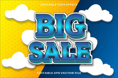 Büyük indirimli metin efekti çizgi film stili tasarımı