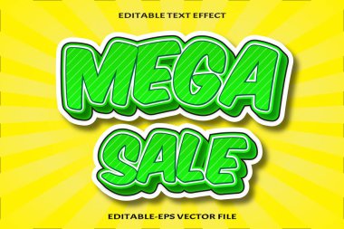 mega satış düzenlenebilir metin efekti çizgi film stili tasarımı