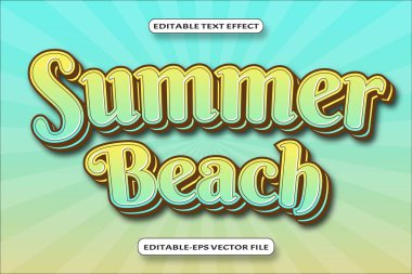 Summer Beach Düzenlenebilir Metin Efekti 3 boyutlu Kabartma Biçimi Tasarımı