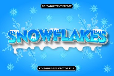 Kar Taneleri Düzenlenebilir Metin Efekti 3B Kabartma Biçimi Tasarımı