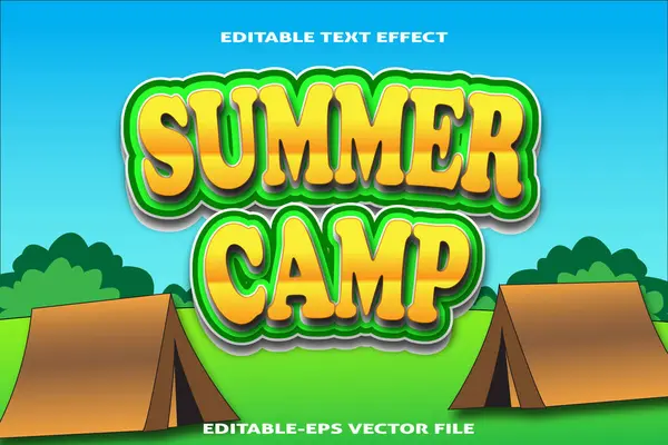 Yaz kampı düzenlenebilir metin efekti 3d kabartma stili tasarımı