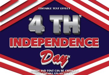 4 Th Bağımsızlık Günü Düzenlenebilir Metin Efekti 3d Çizgi Film Biçimi