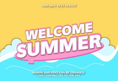 Hoş Geldiniz Yazın Düzenlenebilir Metin Efekti 3d Çizgi Film Biçimi