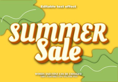 Yaz Satışı Düzenlenebilir Metin Efekti 3d Çizgi Film Biçimi