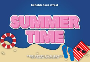 Yaz Saati Düzenlenebilir Metin Efekti 3d Çizgi Film Biçimi