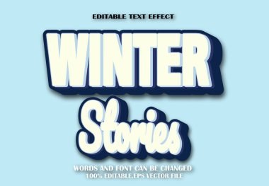 Kış Hikayeleri Düzenlenebilir Metin Efekti Çizgi Film Biçimi