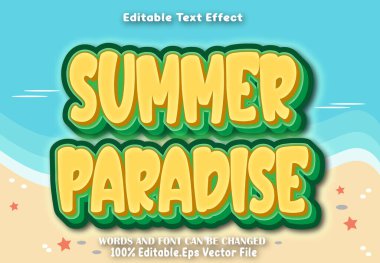 Yaz Cenneti Düzenlenebilir Metin Efekti Çizgi Film Biçimi