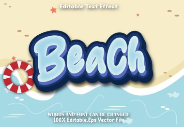 Plaj Düzenlenebilir Metin Efekti Çizgi Film Biçimi