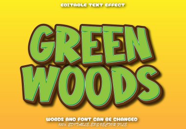 Green Woods Düzenlenebilir Metin Efekti Çizgi Film Biçimi