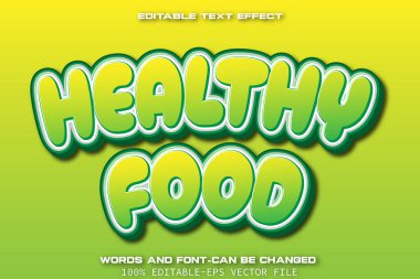 Sağlıklı Yemek Düzenlenebilir Metin Efekti Çizgi Film Biçimi