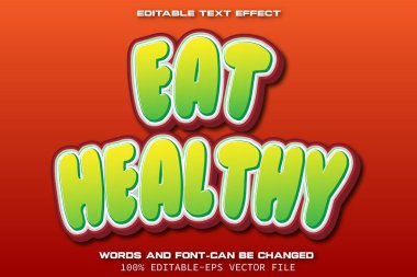 Eat Healthy Editable Text Effect Cartoon Style clipart
