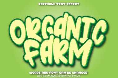 Organik Çiftlik Düzenlenebilir Metin Efekti Çizgi Film Biçimi