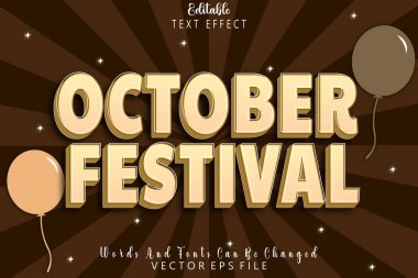Ekim Festivali Düzenlenebilir Metin Efekti Kabartma Çizgi Film Biçimi