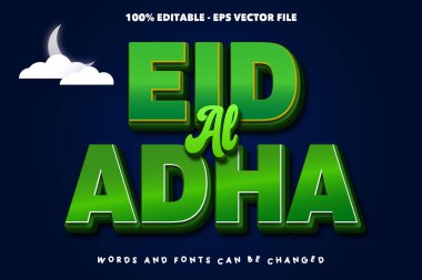 Kurban Bayramı Düzenlenebilir Metin Efekti Kabartma Çizgi Film Biçimi