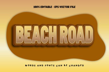 Plaj Yolu Düzenlenebilir Metin Efekti Kabartma Çizgi Film Biçimi
