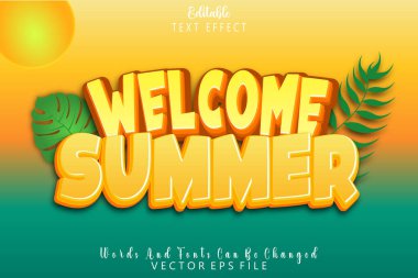 Hoş Geldiniz Yazın Düzenlenebilir Metin Efekti Kabartma Çizgi Film Biçimi