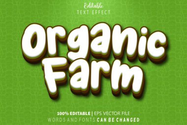 Organik Çiftlik Düzenlenebilir Metin Efekti Kabartma Çizgi Film Biçimi