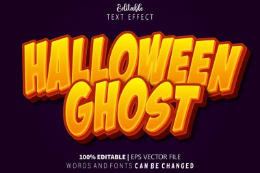 Cadılar Bayramı Hayalet Düzenlenebilir Metin Efekti Kabartma Çizgi Film Biçimi