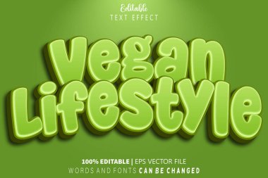 Vegan Yaşam Tarzı Düzenlenebilir Metin Efekti Kabartma Çizgi Film Biçimi