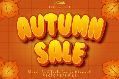 Sonbahar Satışı Düzenlenebilir Metin Efekti Kabartma Çizgi Film Biçimi