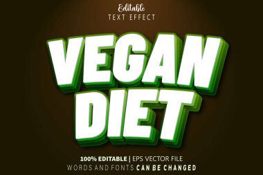 Vegan Diyeti Düzenlenebilir Metin Efekti Kabartma Çizgi Film Biçimi