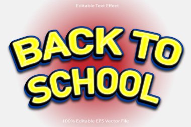 Okula geri dön düzenlenebilir metin efekti kabartma biçimi