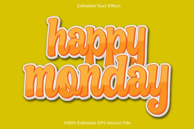 Mutlu Pazartesi Metin Düzenleme Efekti 3d Kabartma Çizgi Film Gradyan Biçimi