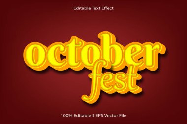 Ekim Festivali Düzenlenebilir Metin Efekti 3d Kabartma Çizgi Film Gradyan Biçimi