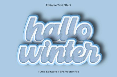 Hallo Kış Düzenlenebilir Metin Efekti 3d Kabartma Çizgi Film Gradyan Biçimi