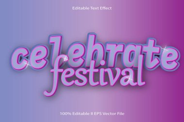 Festival Düzenlenebilir Metin Efektini Kutla 3d Kabartma Çizgi Film Gradyan Biçimi