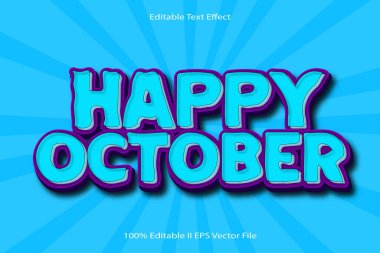 Mutlu Ekim Düzenlenebilir Metin Efekti 3d Kabartma Çizgi Film Gradyan Biçimi