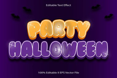 Parti Cadılar Bayramı Düzenlenebilir Metin Efekti 3d Kabartma Çizgi Film Gradyan Biçimi