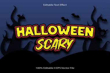 Cadılar Bayramı Ürkütücü Metin Efekti 3d Kabartma Çizgi Film Gradyan Biçimi