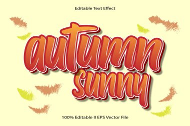 Sonbahar Sunny Düzenlenebilir Metin Efekti 3d Kabartma Çizgi Film Gradyan Biçimi