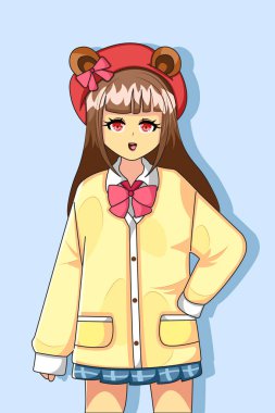 Sarı Ceket Tasarımlı Şirin Küçük Kız