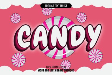 Şekerleme düzenlenebilir metin efekti 3d Kabartma Çizgi Filmi