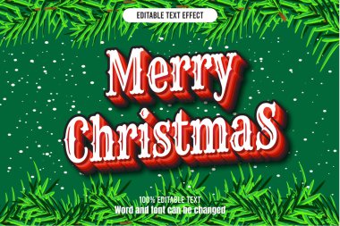 Merry Christmas editable text effect 3d embos Cartoon clipart