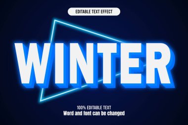 Kış düzenlenebilir metin efekti 3d kabartma neonu