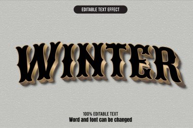 Kış düzenlenebilir metin efekti 3D kabartma lüksü