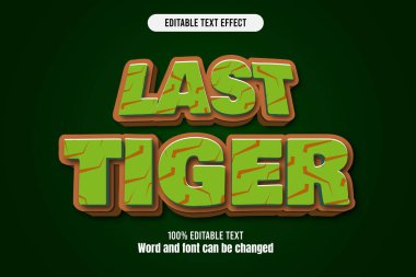 Son Tiger metin efekti 3D kabartma karikatürü