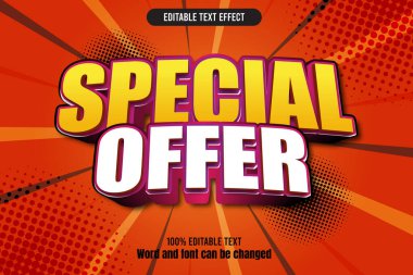 Özel teklif düzenlenebilir metin efekti 3d kabartma çizgi romanı