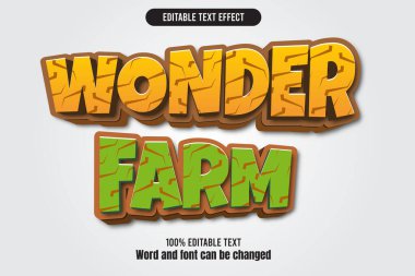 Wonder farm editable text effect 3d emboss cartoon clipart