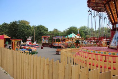 Dudley, Batı Midlands, İngiltere, 7 Eylül 2023 - Black Country Living Museum, Vintage lunapark gezileri ve eğlenceleri