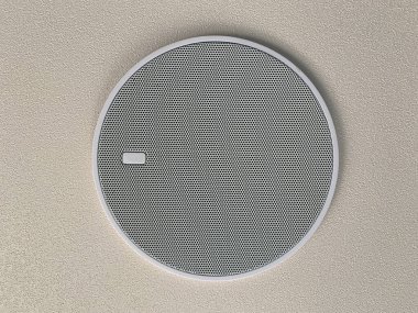 White round ceiling speaker, white plain ceiling clipart