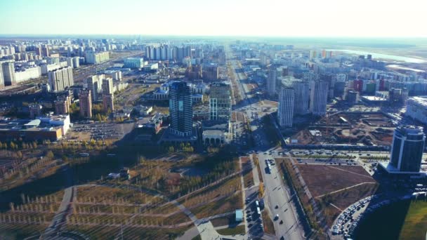 Vista Aérea Drone Astana Com Khan Shatyr Voando Sobre Astana — Vídeo de Stock