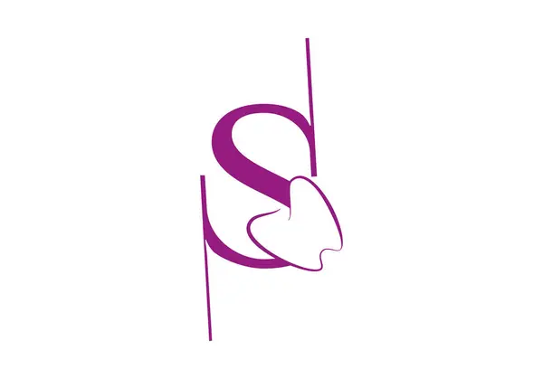 Diş sağlığı, klinik dişçi ve diş sağlığı için uygun iç vektör logosu tasarımı illüstrasyonlu S harfi.