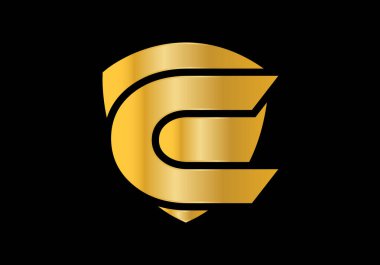 Kalkan logosu, yaratıcı konseptle C harfini tasarladı. Ticari şirket ve kişisel logo simgesi