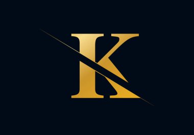 K Harfi İlk Logo Tasarımı ve Vektör Şablonu