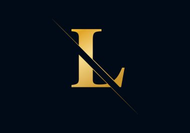 L Harfi İlk Logo Tasarımı ve Vektör Şablonu