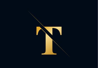 T Harfi İlk Logo Tasarımı ve Vektör Şablonu